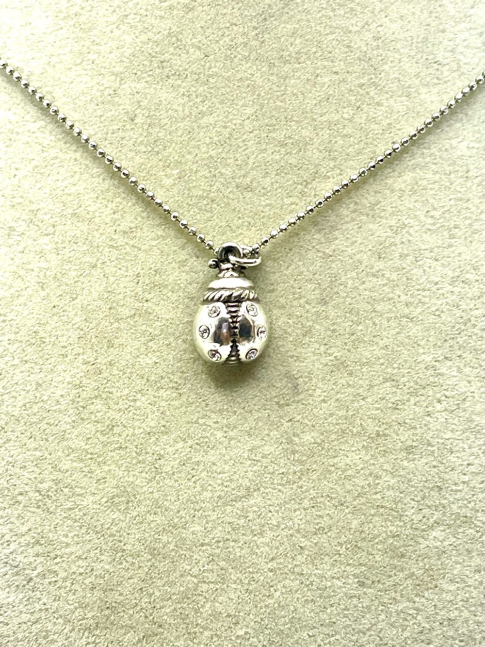 Vintage Brighton Silver-Tone Crystal Ladybug Pendant Necklace. 18 inches - Picture 2 of 7